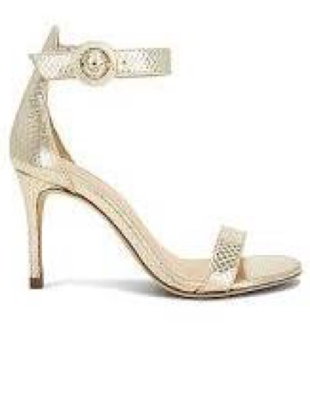 L'AGENCE Giselle II Metallic Gold Leather Ankle-Strap Stiletto Sandal